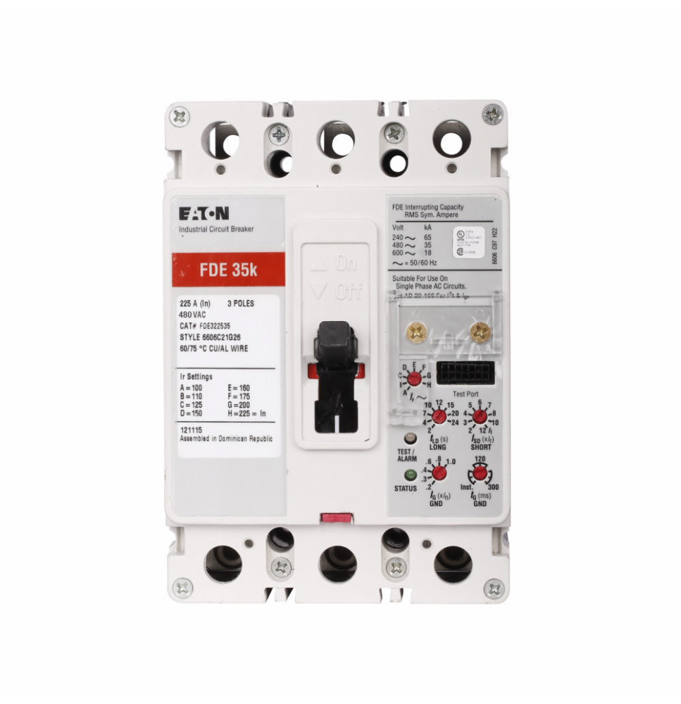 FDE322532 - Eaton Cutler-Hammer 225 Amp 3 Pole 480 Volt Molded Case Circuit Breaker