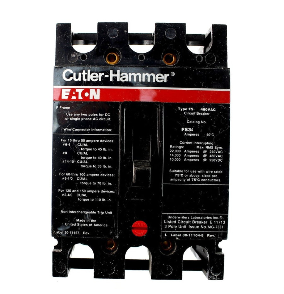 FS340035A - Thomas & Betts 35 Amp 3 Pole 480 Volt Feed Thru Molded Case Circuit Breaker