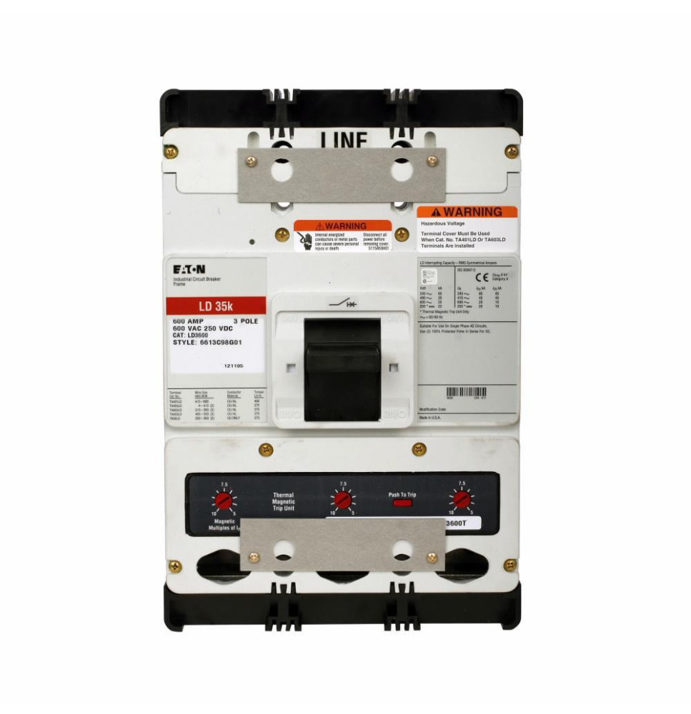 HLD3600 - Eaton Cutler-Hammer 600 amp 3 Pole 600 Volt Complete Molded Case Circuit Breaker
