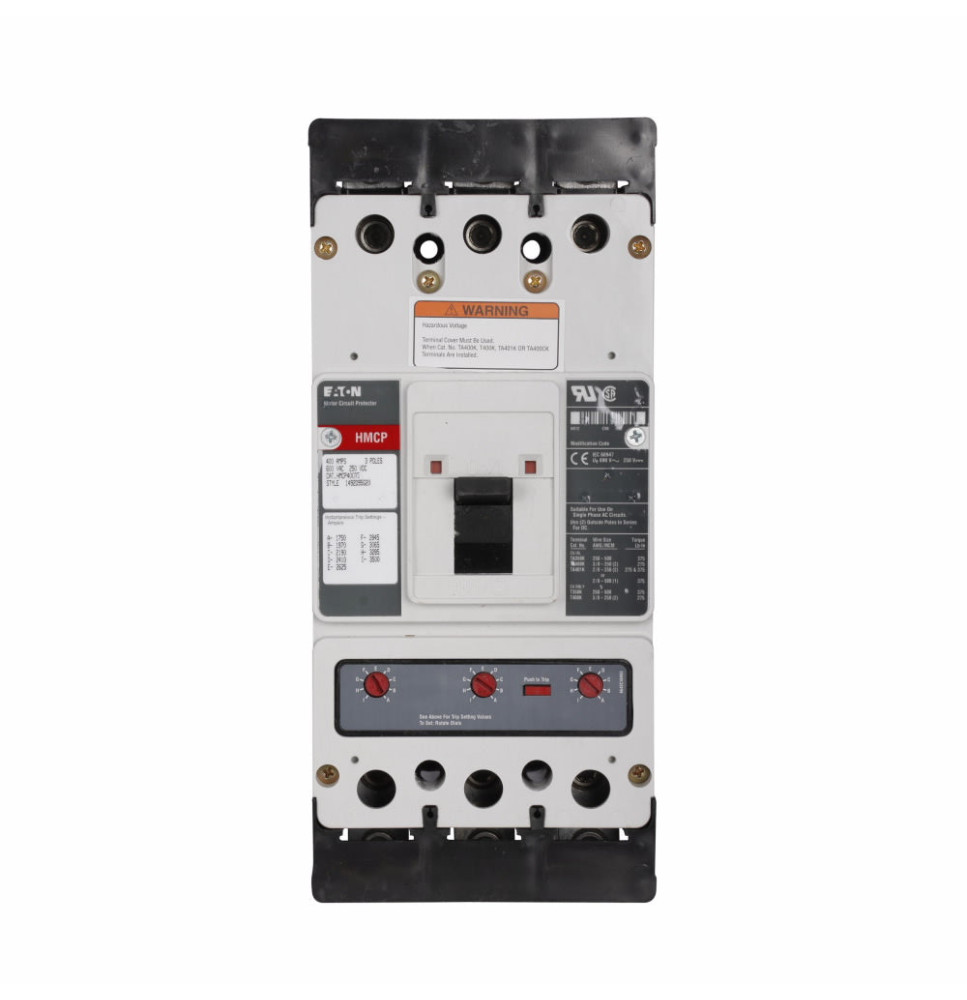 HMCP400G5C - Eaton Cutler-Hammer 400 Amp 3 Pole 600 Volt Molded Case Circuit Breakers