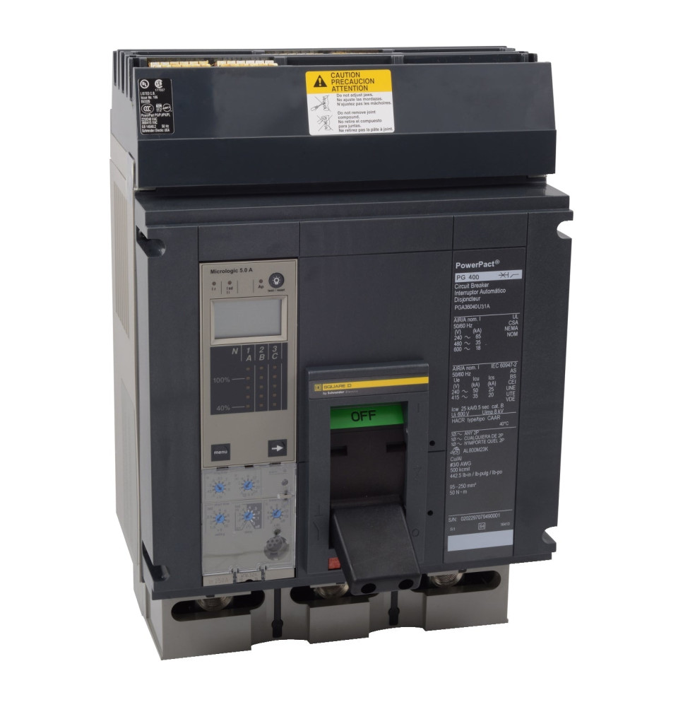 PKA36040U31A - Square D 400 Amp 3 Pole 600 Volt Molded Case Circuit Breaker