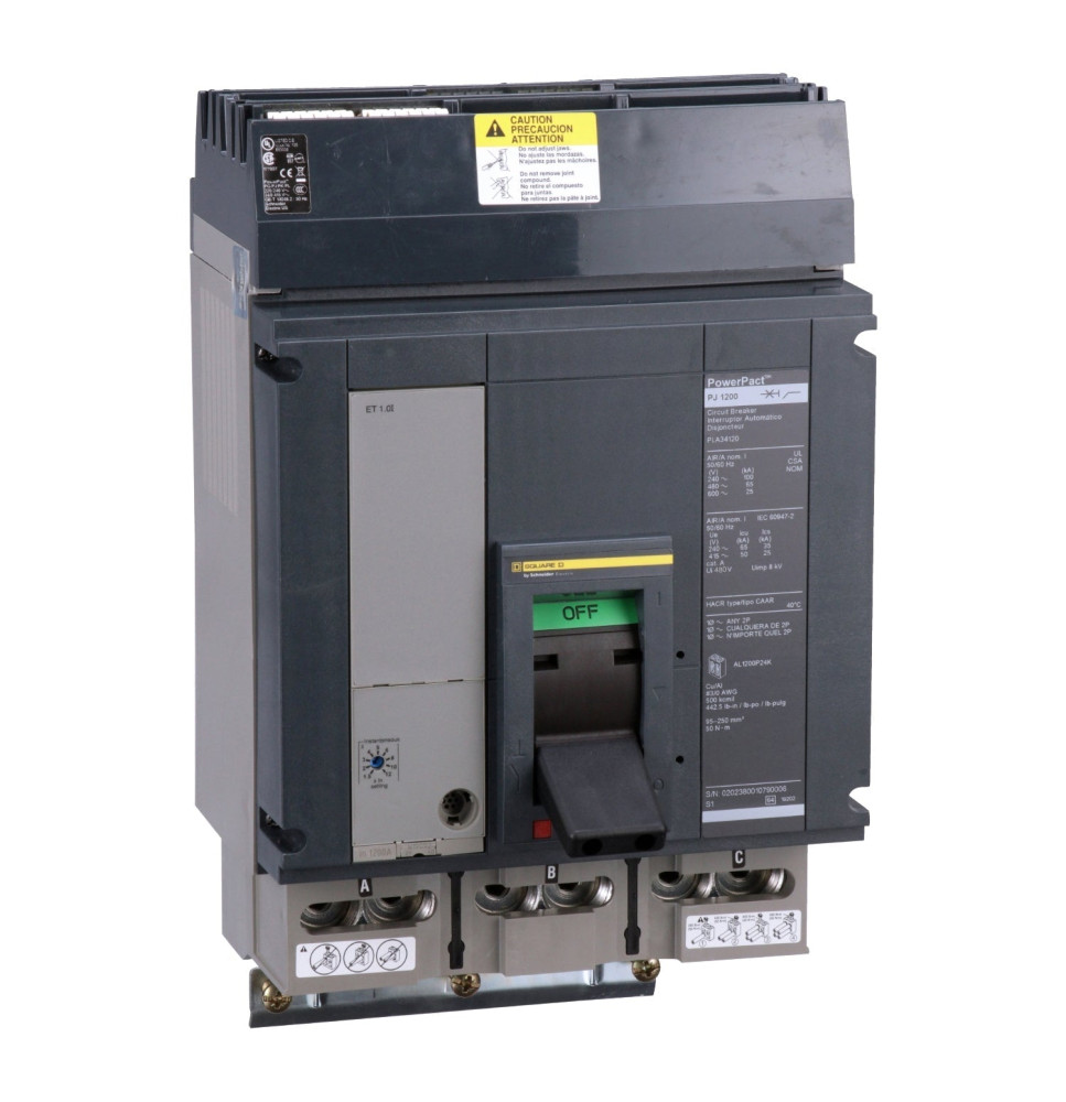 PLA34120 - Square D 1200 Amp 3 Pole 480 Volt Molded Case Circuit Breaker