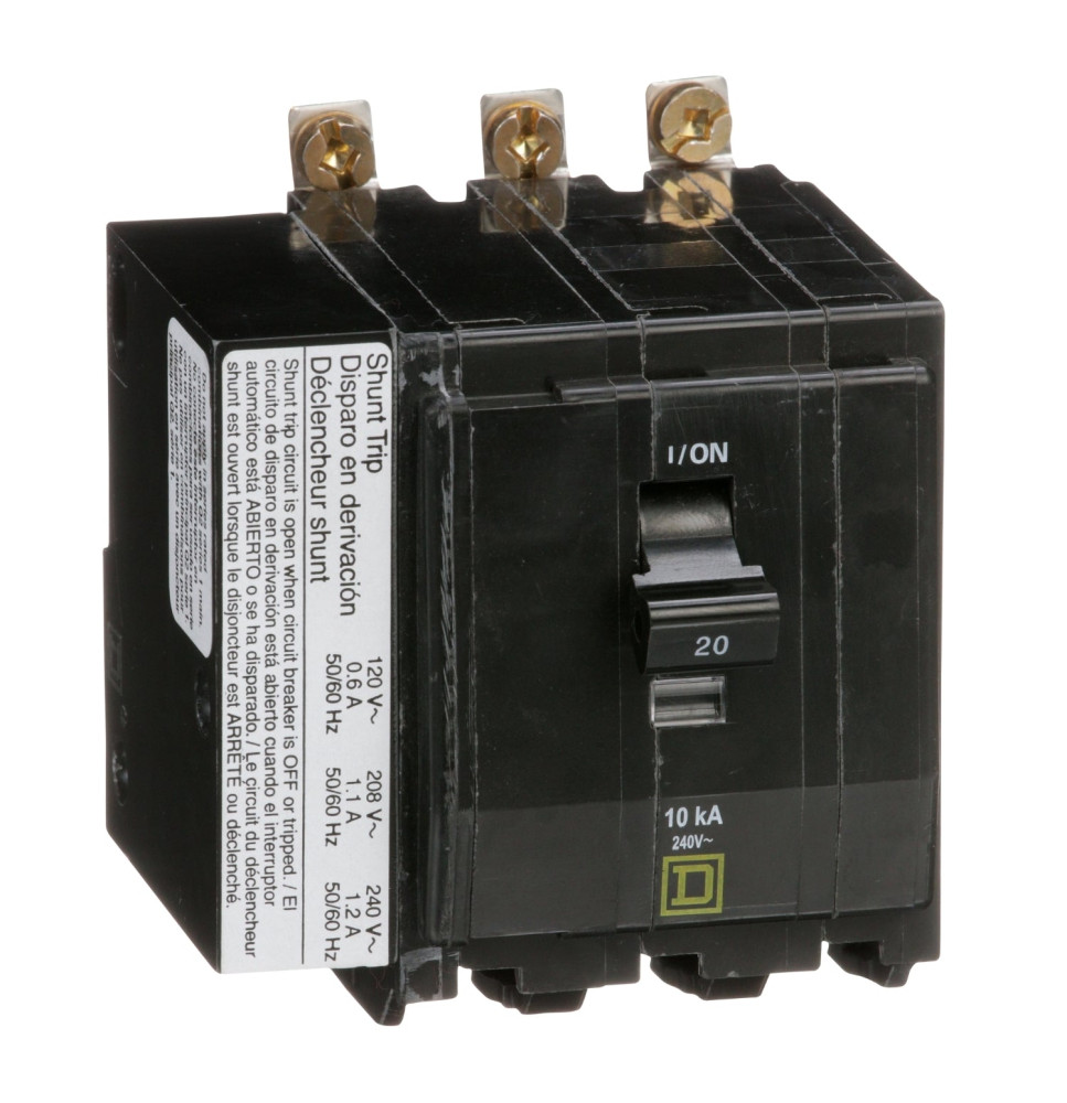 QOB3201021 - Square D 20 Amp 3 Pole 240 Volt Bolt-On Molded Case Circuit Breaker