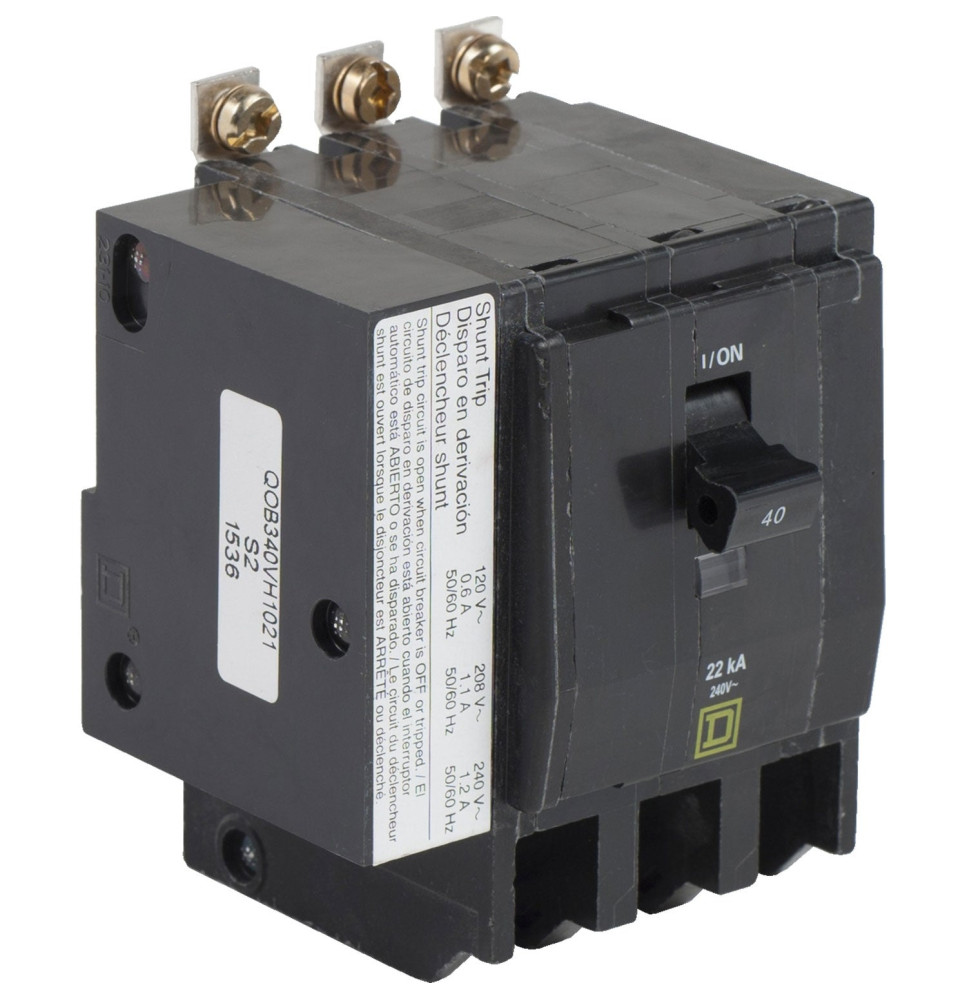 QOB340VH1021 - Square D 40 Amp 3 Pole 240 Volt Bolt-On Molded Case Circuit Breaker