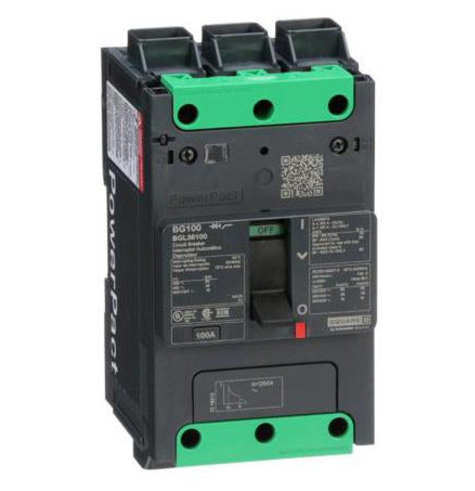 BGL36100 - Square D 100 Amp 3 Pole 600 Volt Molded Case Circuit Breaker