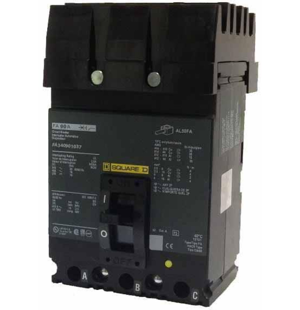 FA340901037 - Square D 90 Amp 3 Pole 480 Volt Molded Case Circuit Breaker