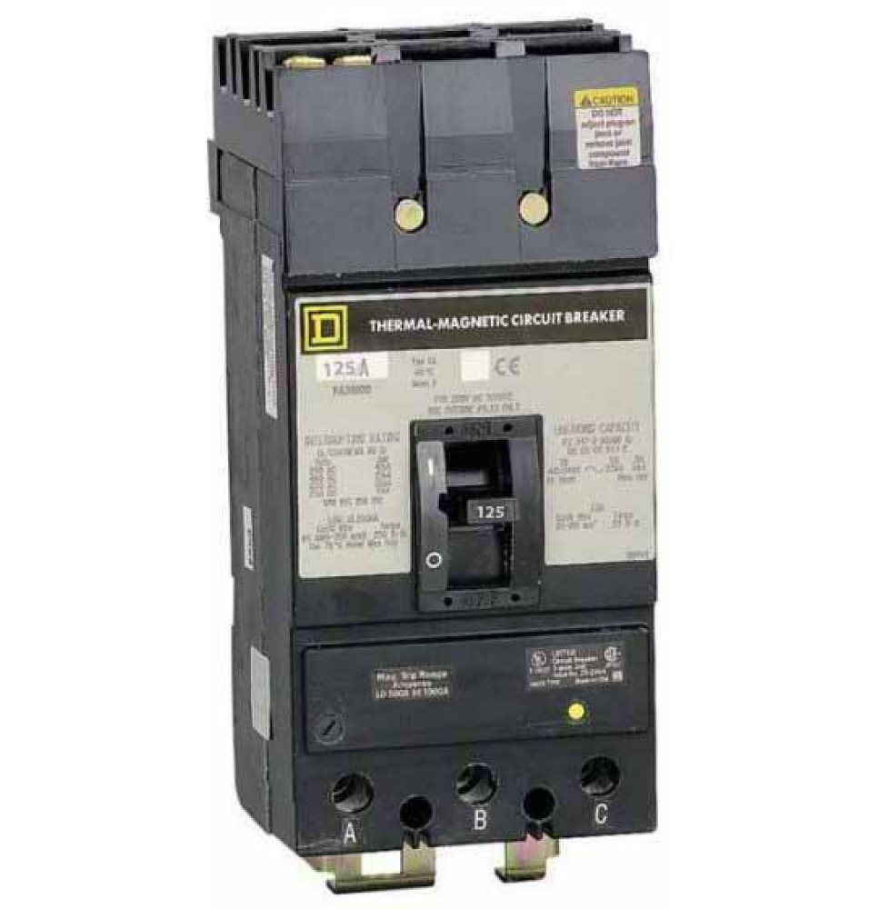 KAL36125 - Square D 125 Amp 3 Pole 600 Volt Molded Case Circuit Breaker