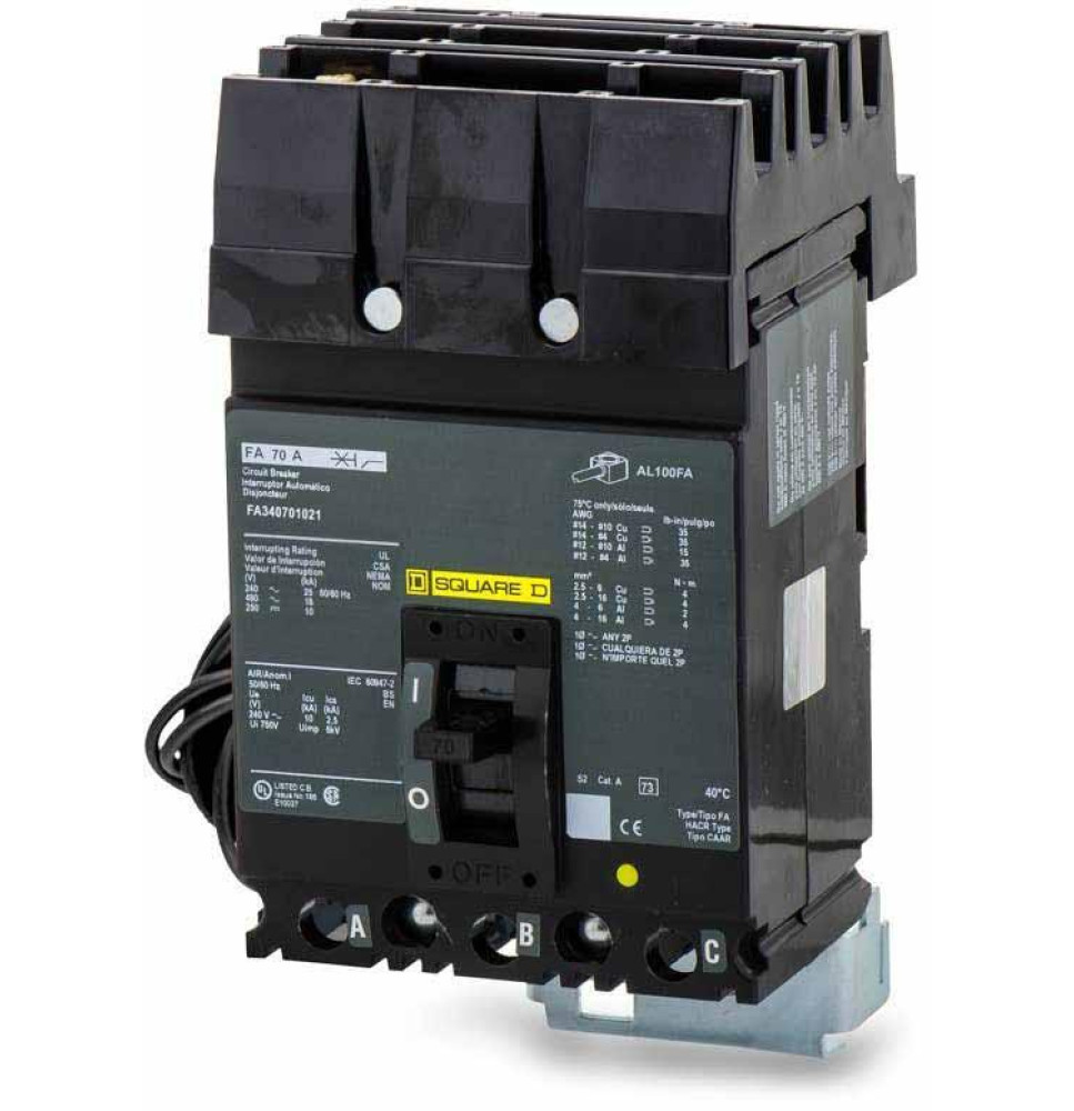 FA340701021 - Square D 70 Amp 3 Pole 480 Volt Molded Case Circuit Breaker