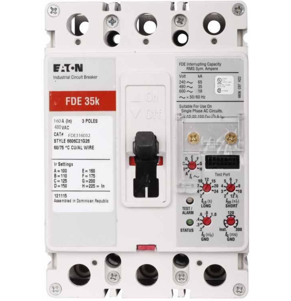FDE316032 - Eaton Cutler-Hammer 160 Amp 3 Pole 480 Volt Molded Case Circuit Breaker