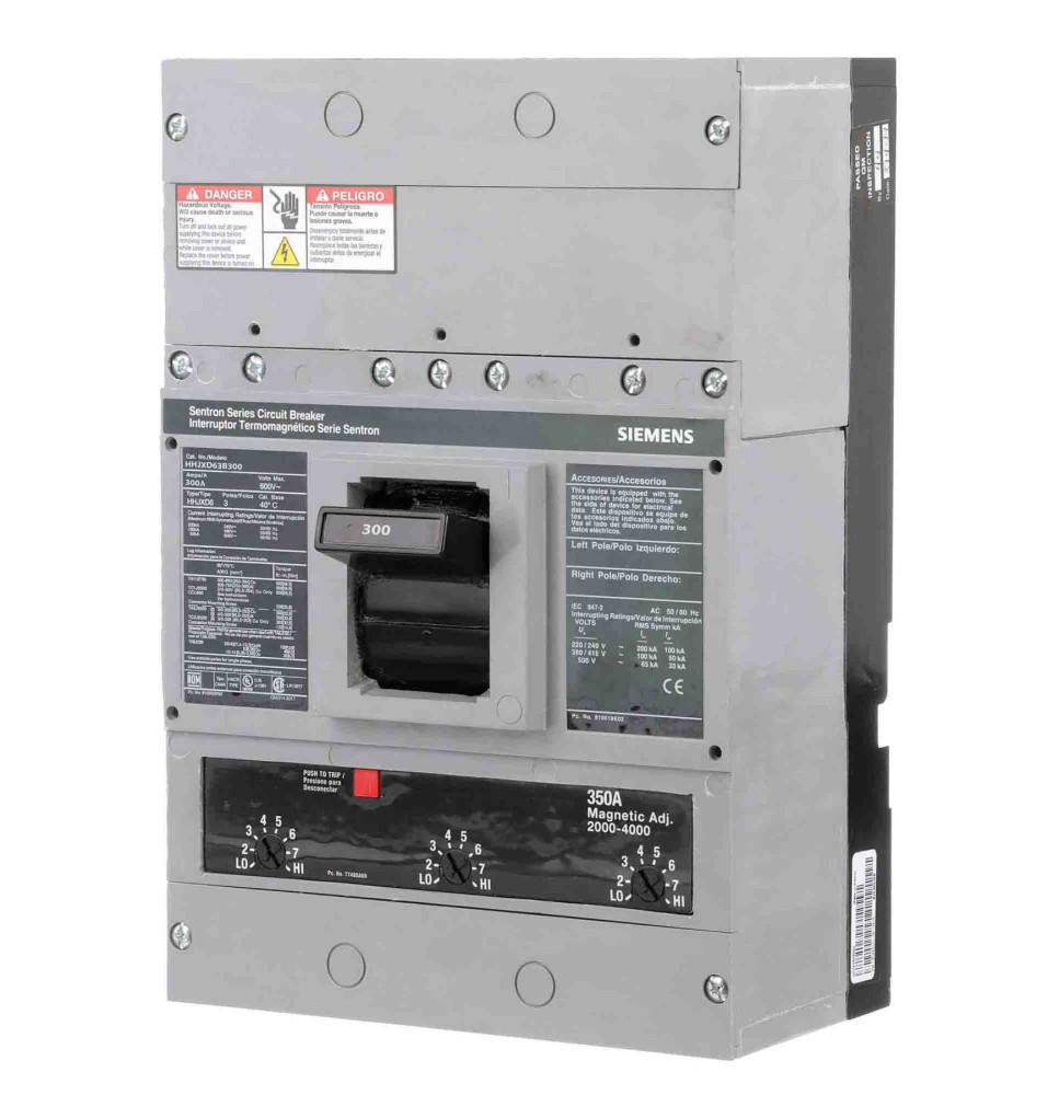 HHJXD63B300 - Siemens 300 Amp 3 Pole 600 Volt Bolt-On Molded Case Circuit Breaker