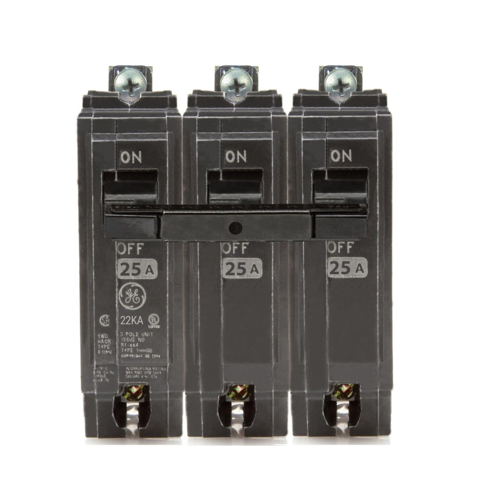 THHQB32025 - GE 25 Amp 3 Pole 240 Volt Bolt-On Molded Case Circuit Breaker
