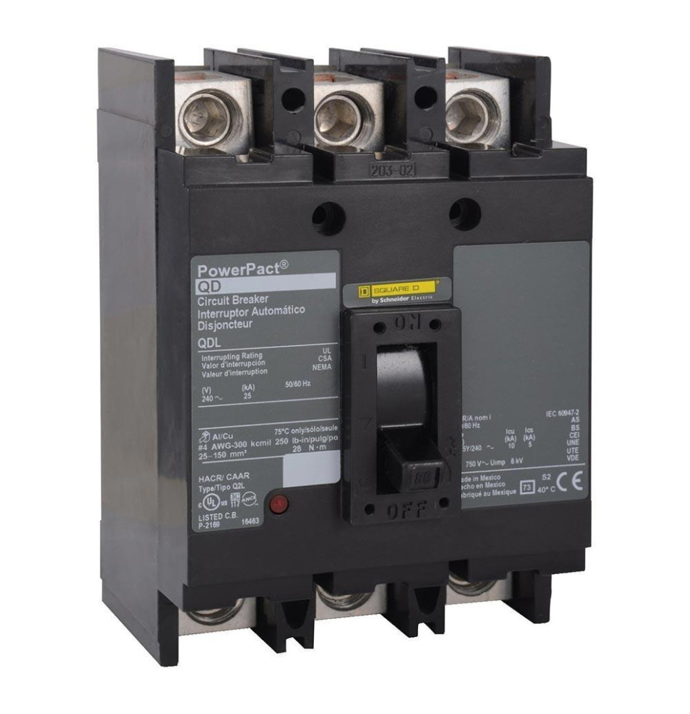 QDL32100 - Square D 100 Amp 3 Pole 240 Volt PowerPact Q Molded Case Circuit Breaker