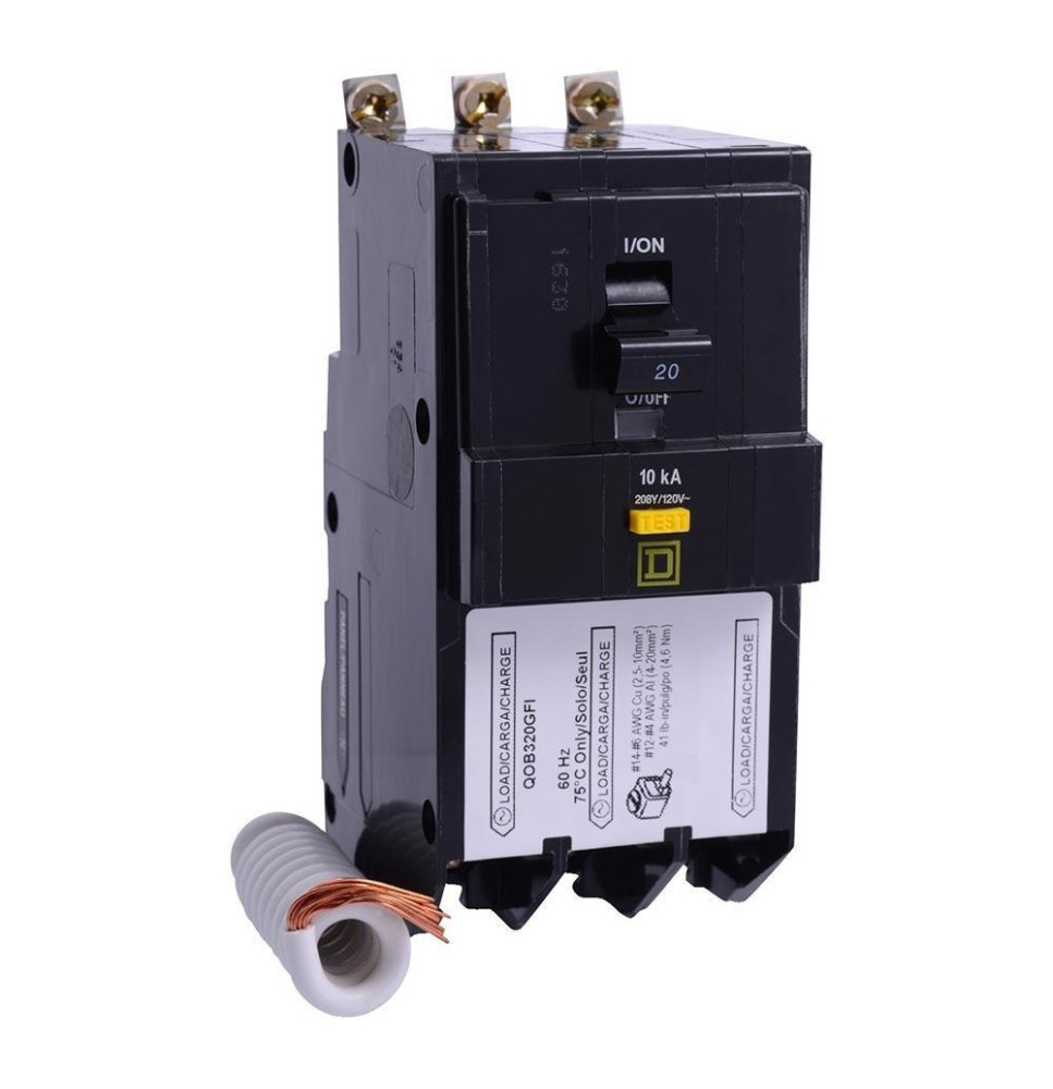 QOB320GFI - Square D 20 Amp 3 Pole Bolt-On Ground Fault Breaker