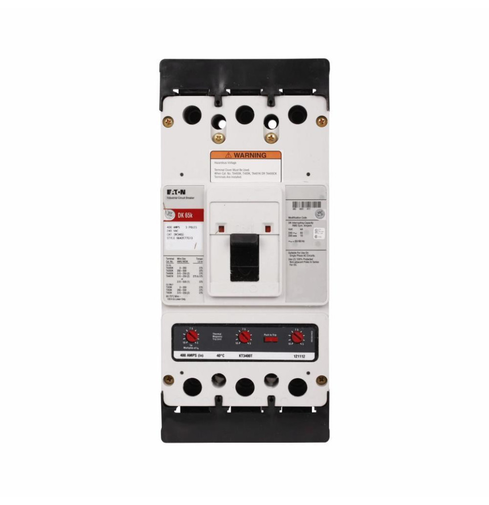 DK3350 - Eaton Cutler-Hammer 350 Amp 3 Pole 240 Volt Molded Case Circuit Breaker