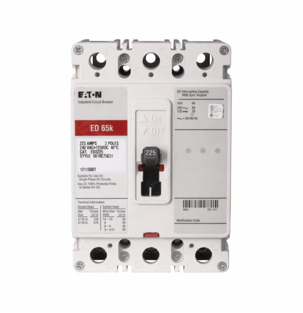 ED3100L - Eaton Cutler-Hammer 100 Amp 3 Pole 240 Volt Molded Case Circuit Breaker