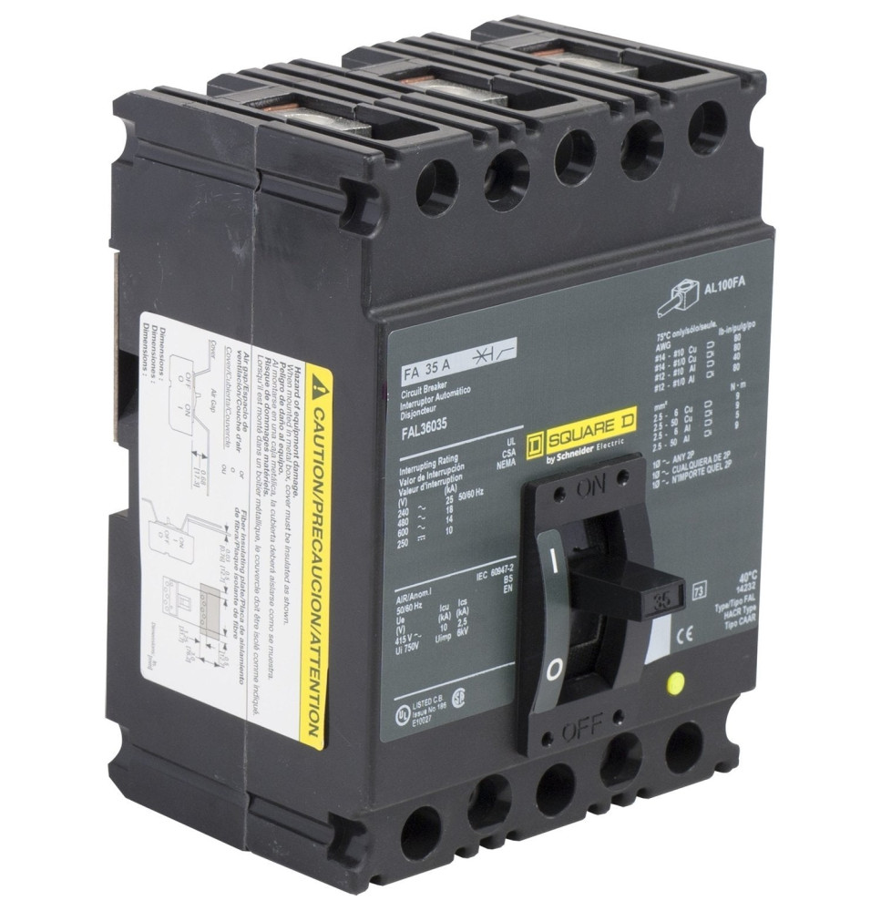 FAL36045 - Square D 45 Amp 3 Pole 600 Volt Molded Case Circuit Breaker