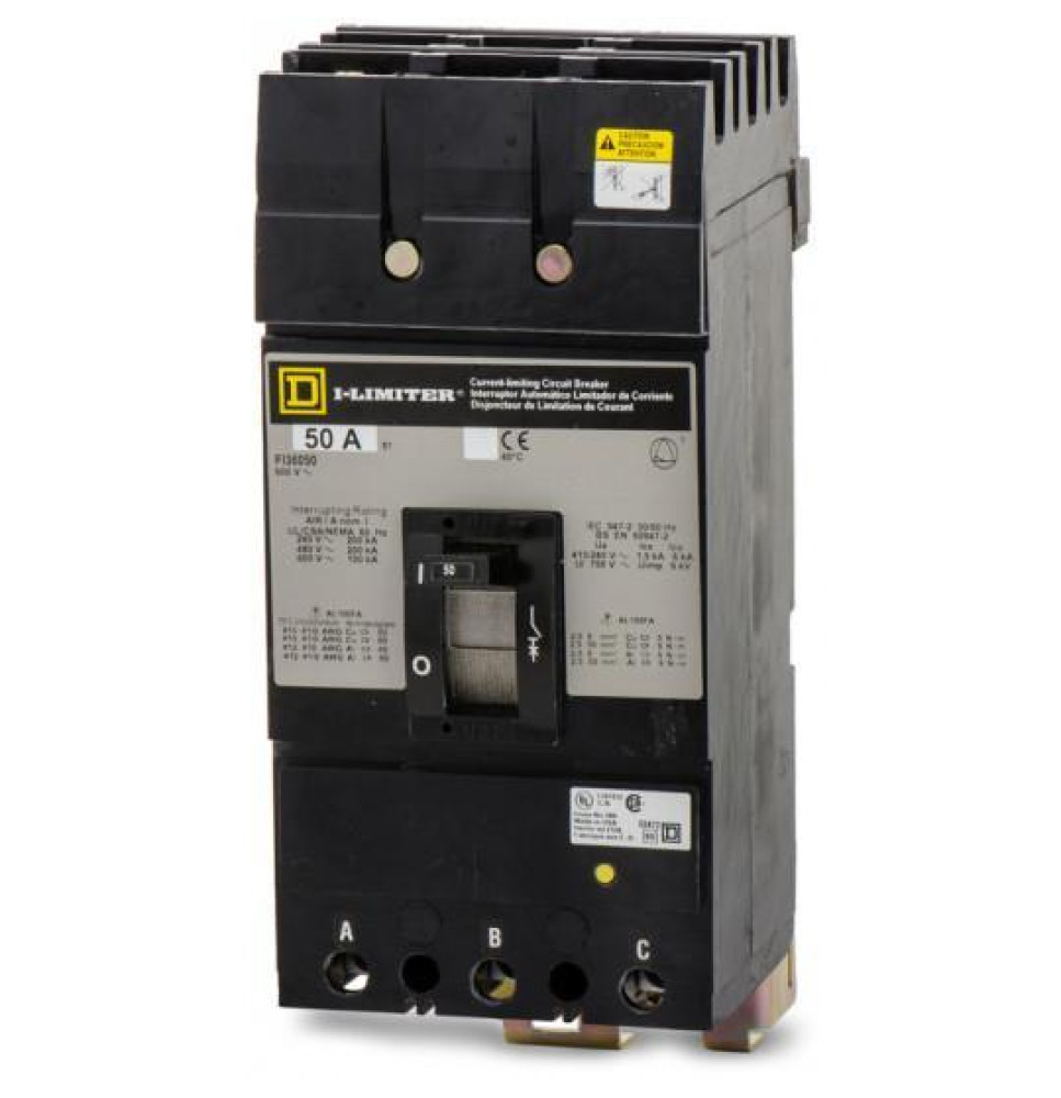 FI36050 - Square D 50 Amp 3 Pole 600 Volt Plug-In Molded Case Circuit Breaker