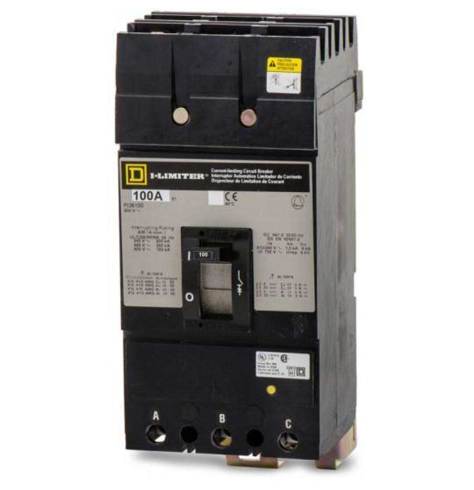 FI36100 - Square D 100 Amp 3 Pole 600 Volt Plug-In Molded Case Circuit Breaker