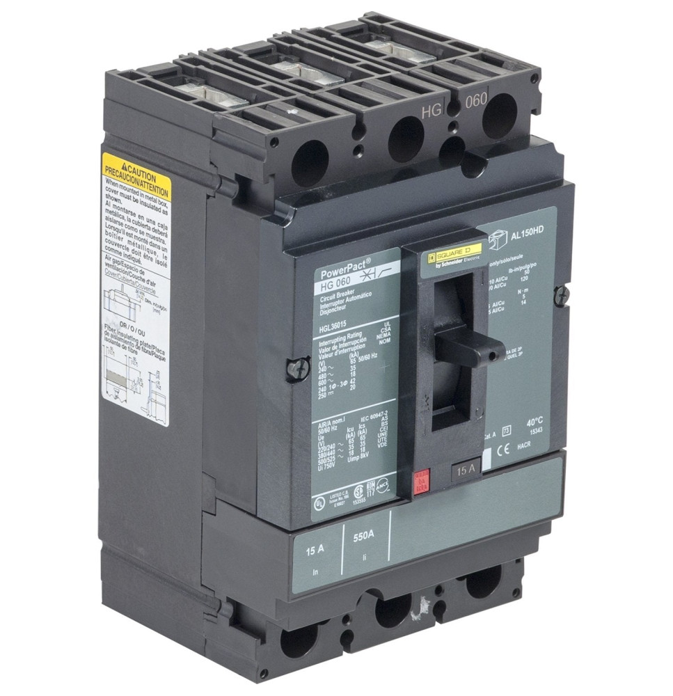 HGL36070 - Square D 70 Amp 3 Pole 600 Volt Molded Case Circuit Breaker