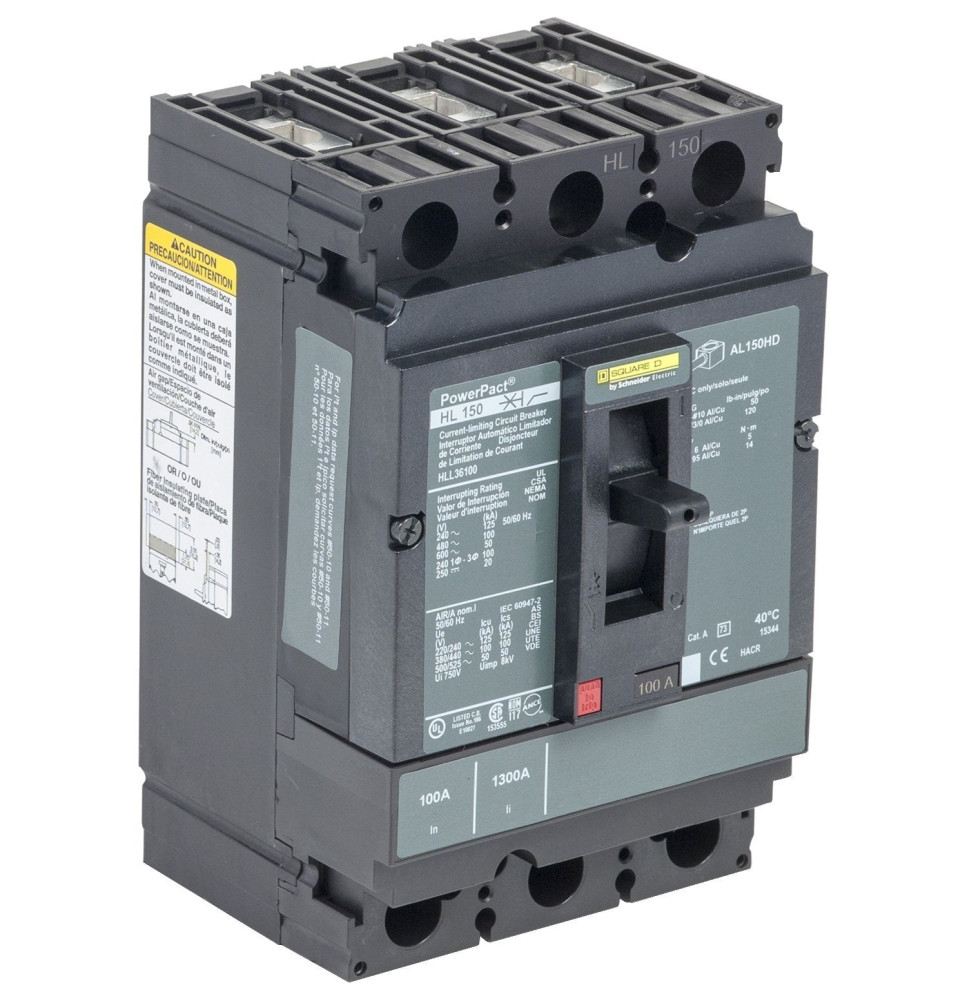HLL36020 - Square D 20 Amp 3 Pole 600 Volt Lug Molded Case Circuit Breaker