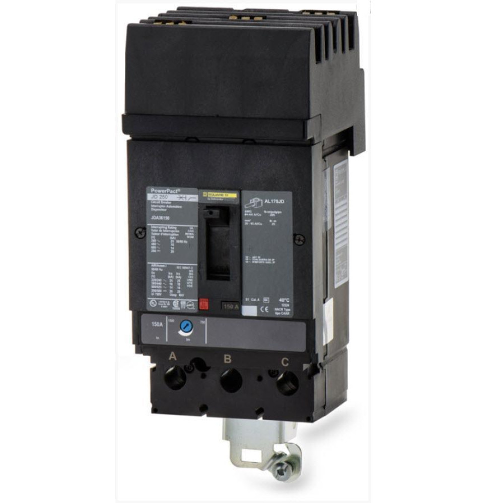 JDA36150 - Square D 150 Amp 3 Pole 600 Volt Molded Case Circuit Breaker
