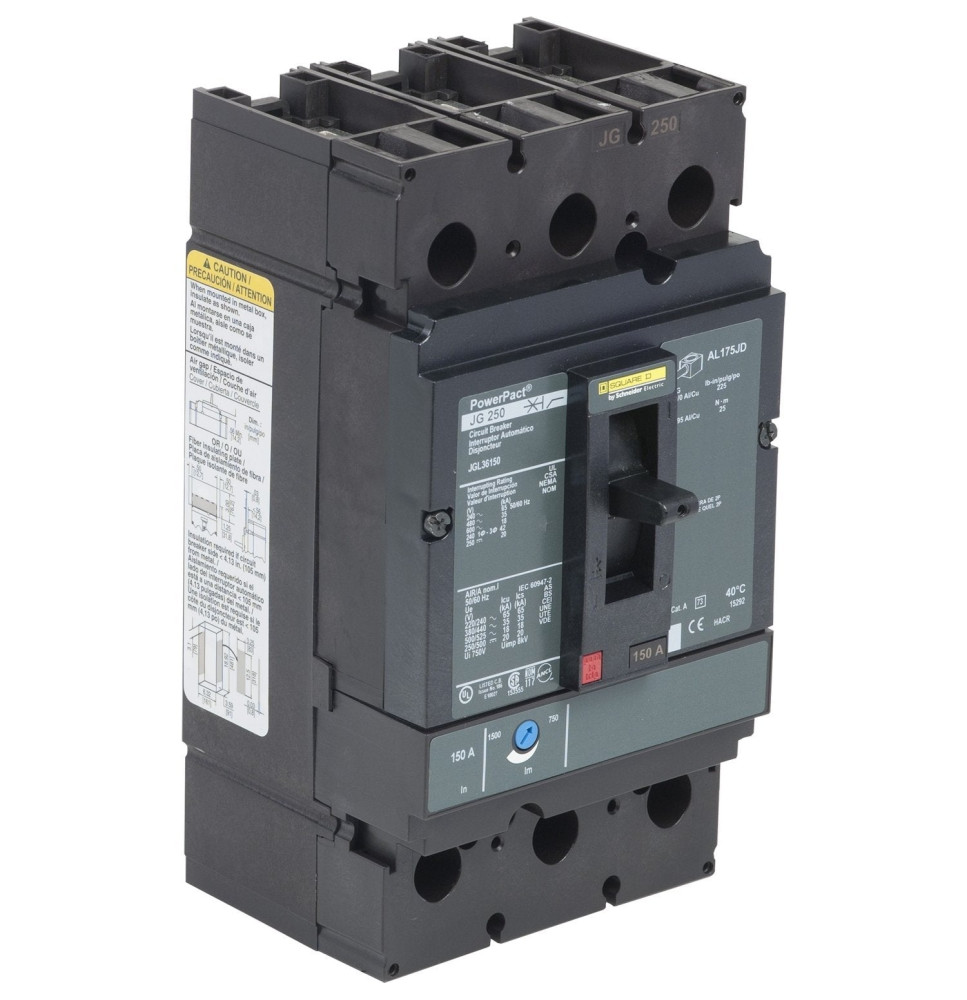 JLL36175 - Square D 175 Amp 3 Pole 600 Volt Molded Case Circuit Breaker