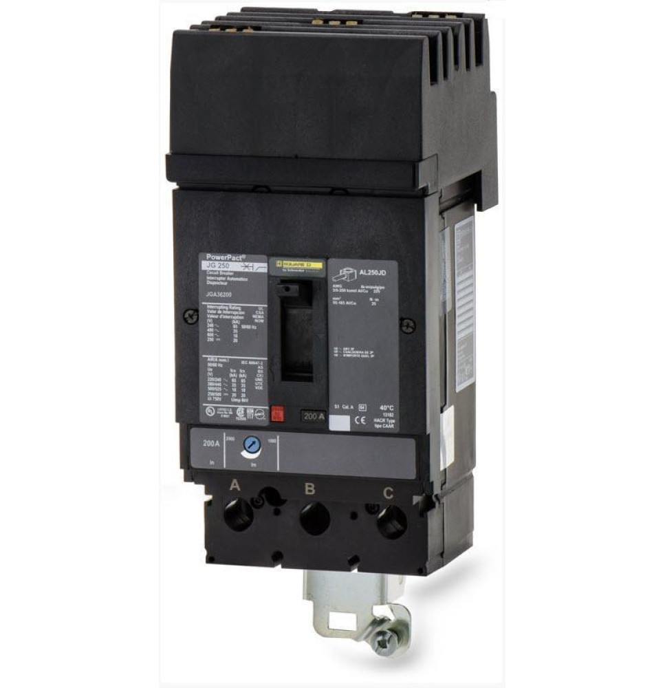 JLA36200 - Square D 200 Amp 3 Pole 600 Volt Molded Case Circuit Breaker