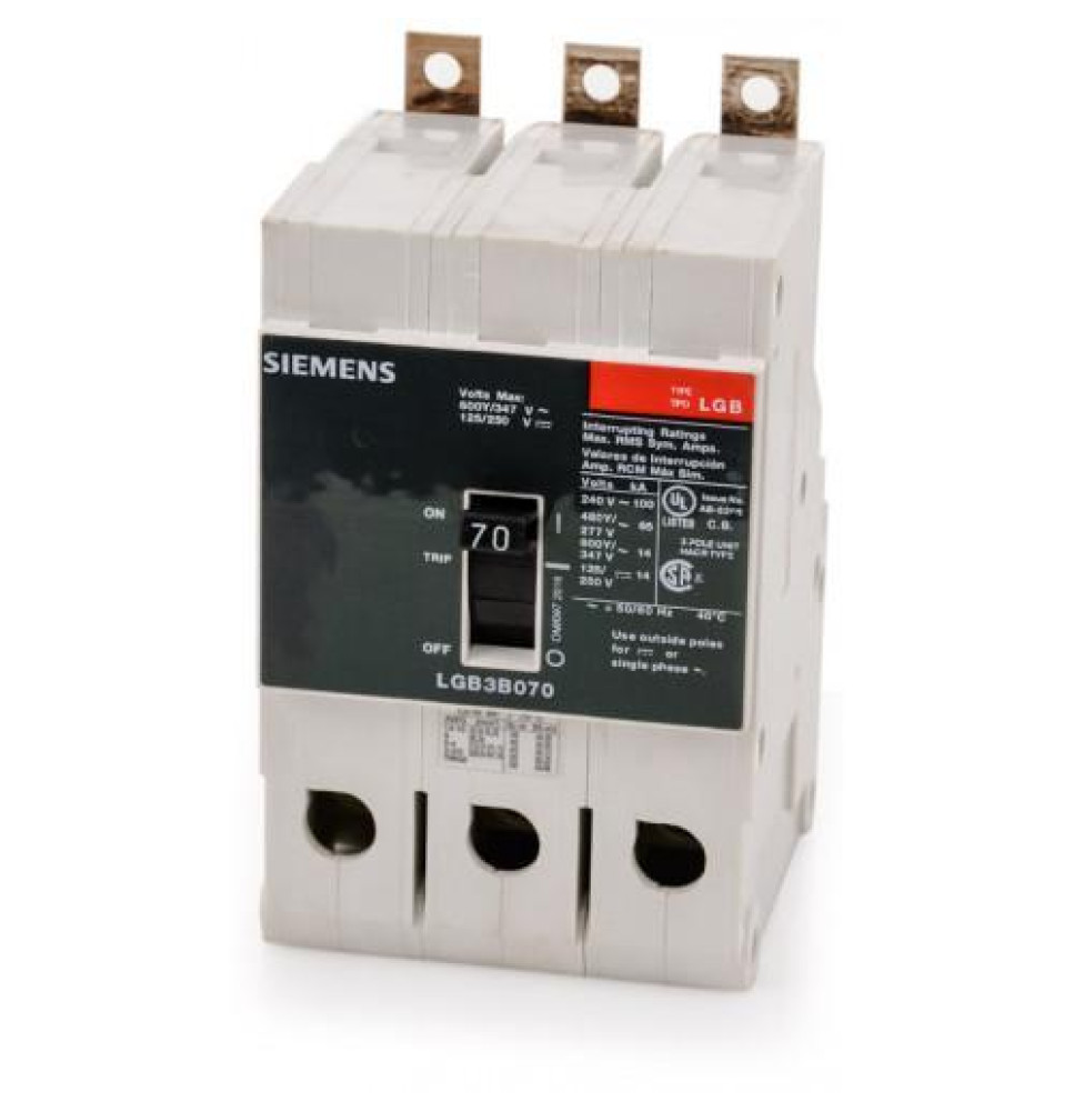 LGB3B070B - Siemens 70 Amp 3 Pole 600 Volt Bolt-On Molded Case Circuit Breaker