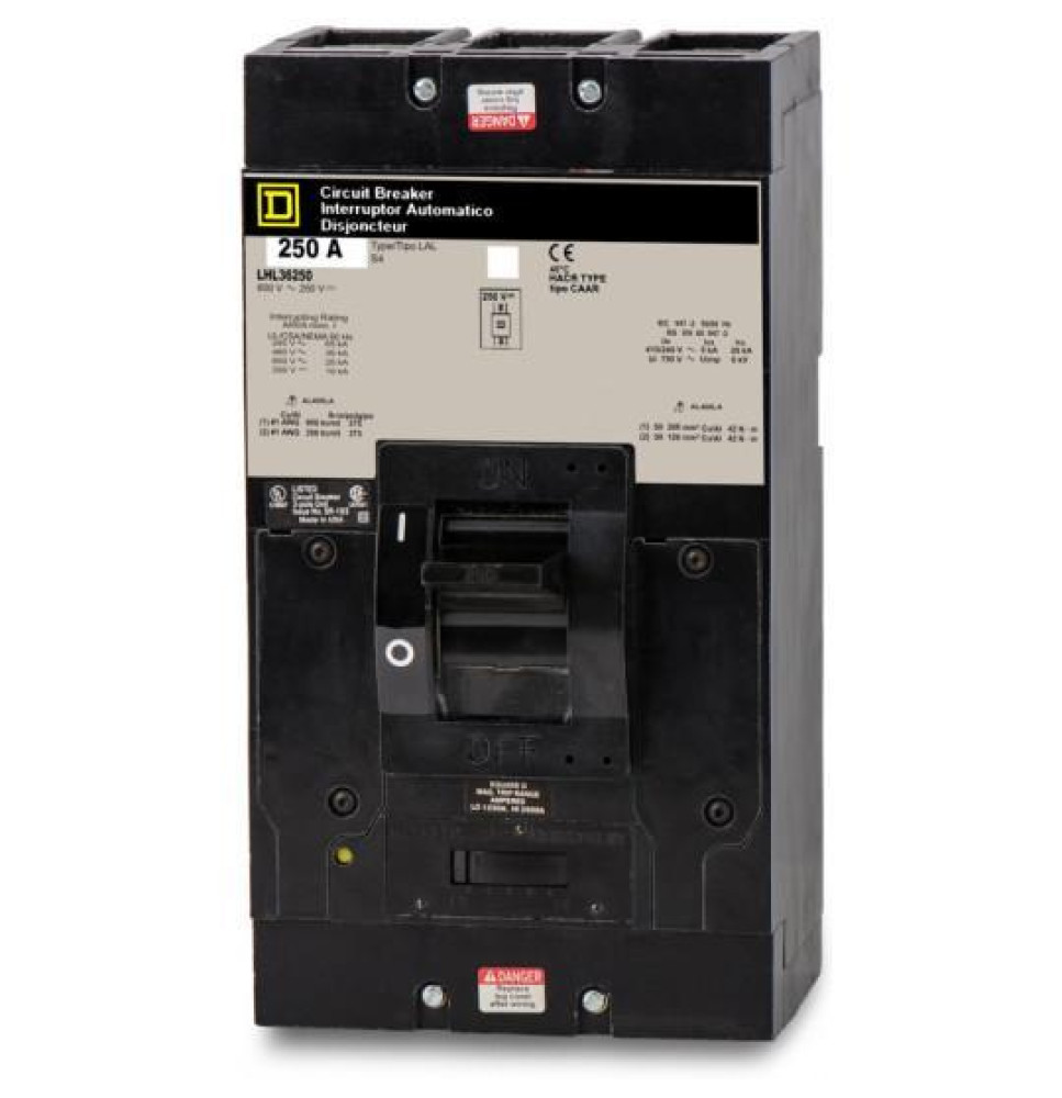 LHL36250 - Square D 250 Amp 3 Pole 600 Volt Molded Case Circuit Breaker