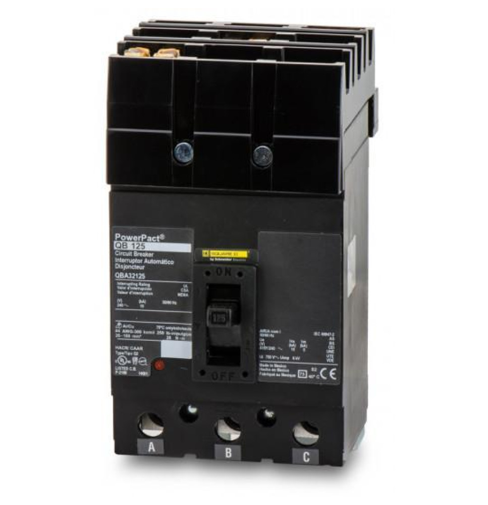QBA32125 - Square D 125 Amp 3 Pole 240 Volt Molded Case Circuit Breaker