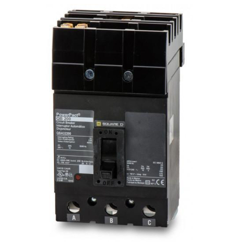 QBA32200 - Square D 200 Amp 3 Pole 240 Volt Molded Case Circuit Breaker