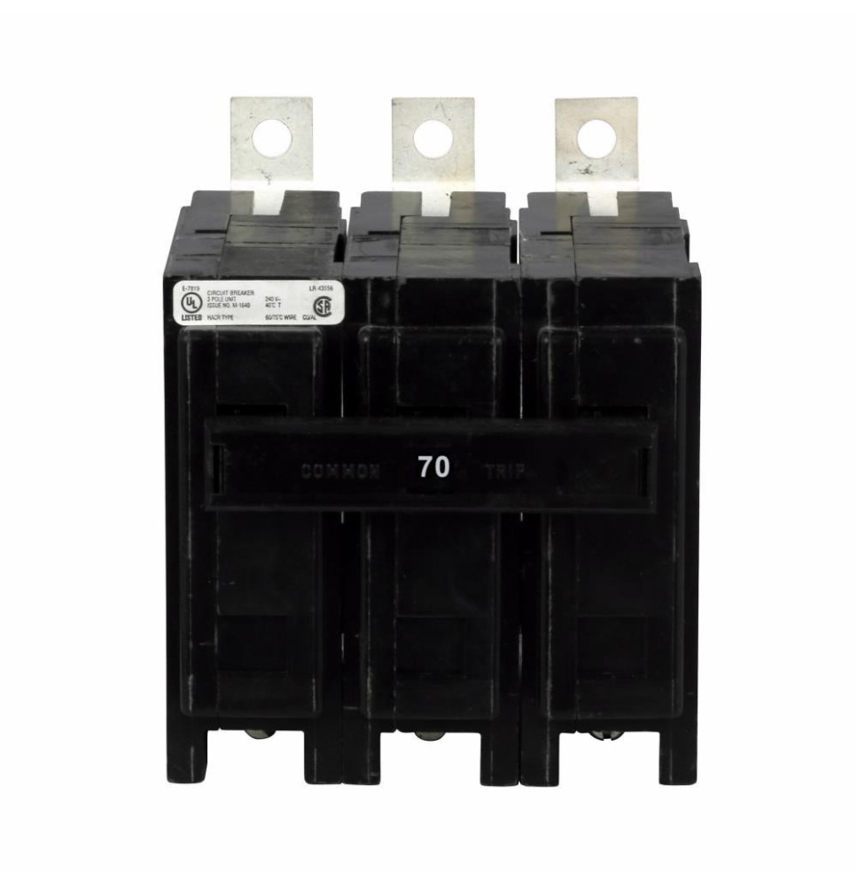 QBHW3070H - Eaton Cutler-Hammer 70 Amp 3 Pole 240 Volt Molded Case Circuit Breaker
