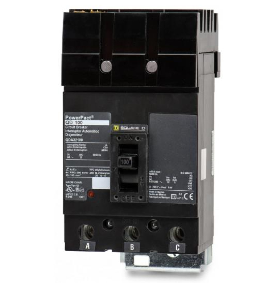 QDA32100 - Square D 100 Amp 3 Pole 240 Volt Molded Case Circuit Breaker