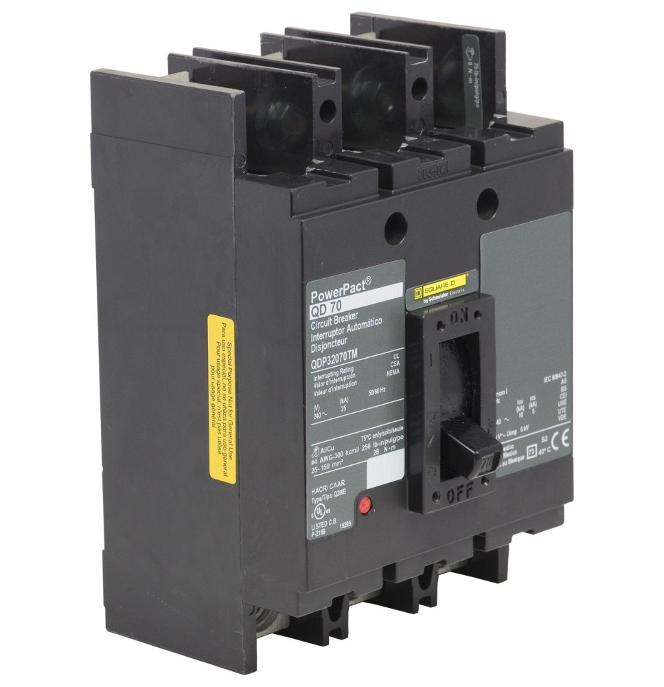 QDP32070TM - Square D 70 Amp 3 Pole 240 Volt Molded Case Circuit Breaker
