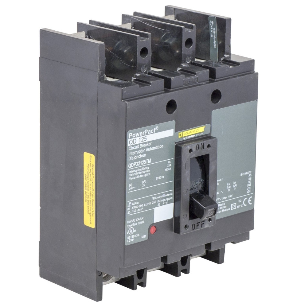 QDP32125TM - Square D 125 Amp 3 Pole 240 Volt Molded Case Circuit Breaker