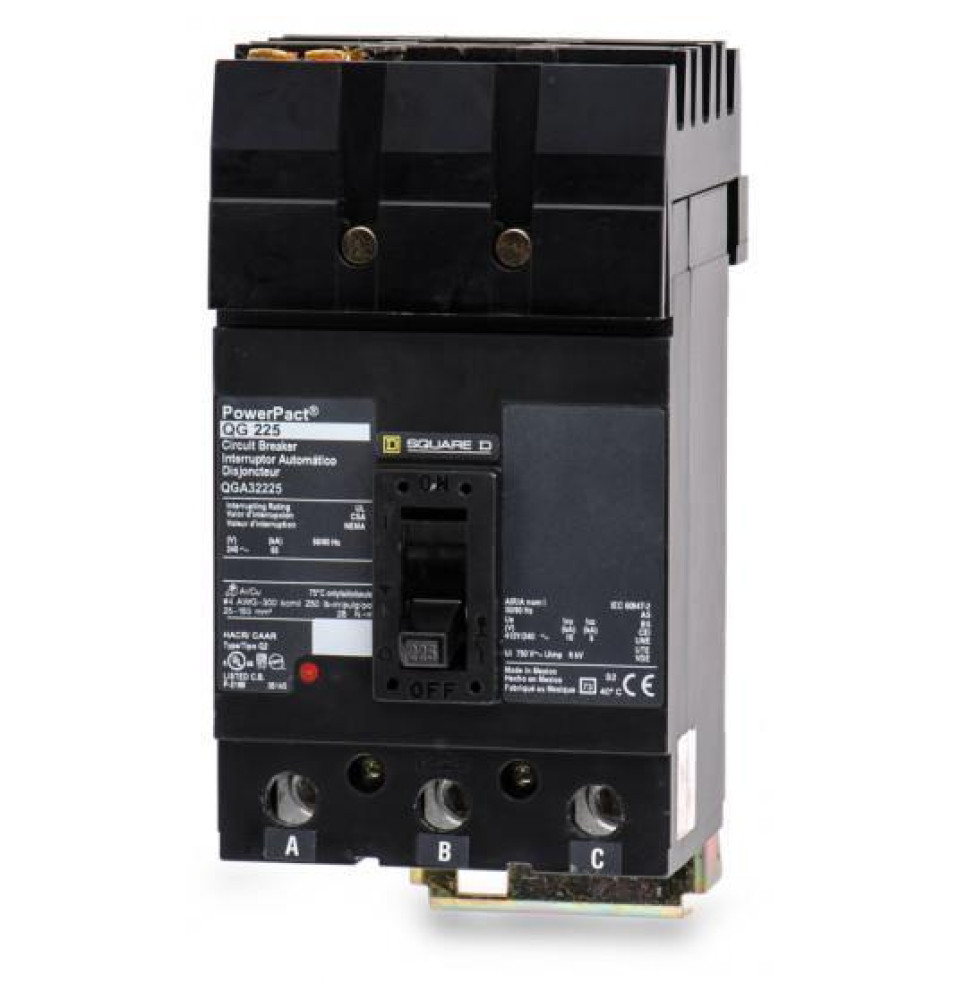 QGA32225 - Square D 225 Amp 3 Pole 240 Volt Plug-In Molded Case Circuit Breaker