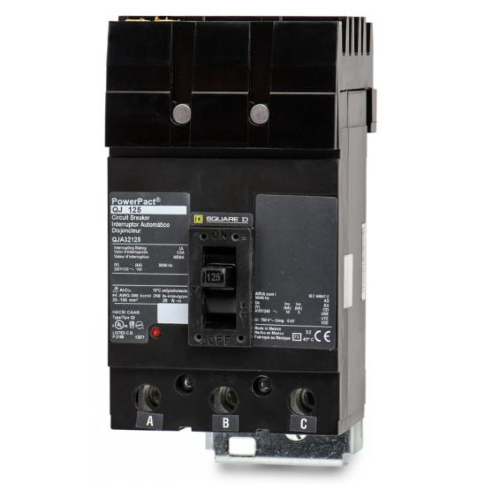 QJA32125 - Square D 125 Amp 3 Pole 240 Volt Plug-In Molded Case Circuit Breaker