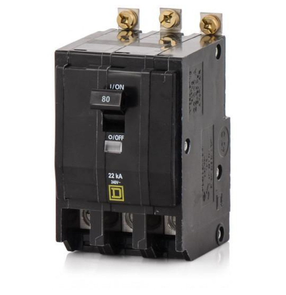 QOB380VH - Square D 80 Amp 3 Pole 240 Volt Bolt-On Molded Case Circuit Breaker