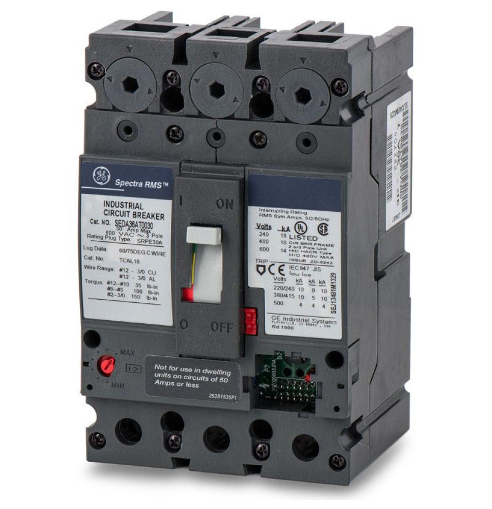 SEDA36AT0030 - GE 30 Amp 3 Pole 600 Volt Bolt-On Molded Case Circuit Breaker