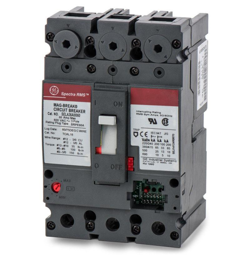 SELA36AI0060 - GE 60 Amp 3 Pole 600 Volt Bolt-On Molded Case Circuit Breaker