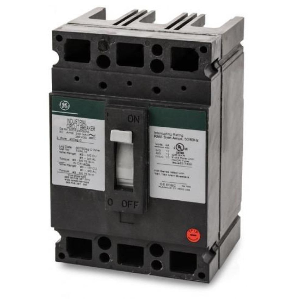TED134080WL - GE 80 Amp 3 Pole 480 Volt Molded Case Thermal Magnetic Circuit Breaker