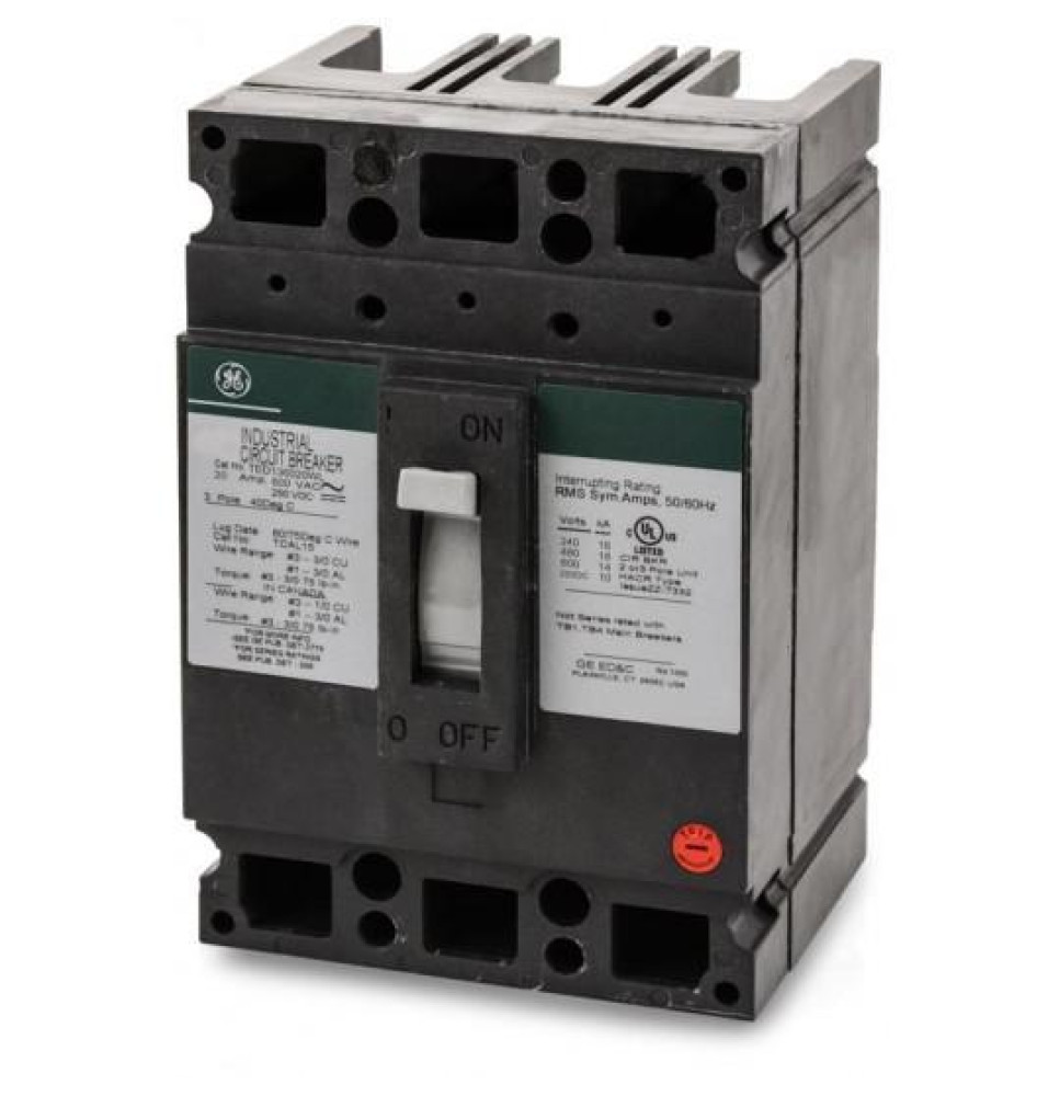 TED136020WL - GE 20 Amp 3 Pole 600 Volt Molded Case Circuit Breaker General Electric Lug