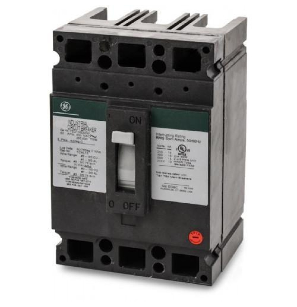 TED136080WL - GE 80 Amp 3 Pole 600 Volt Molded Case Thermal Magnetic Circuit Breaker