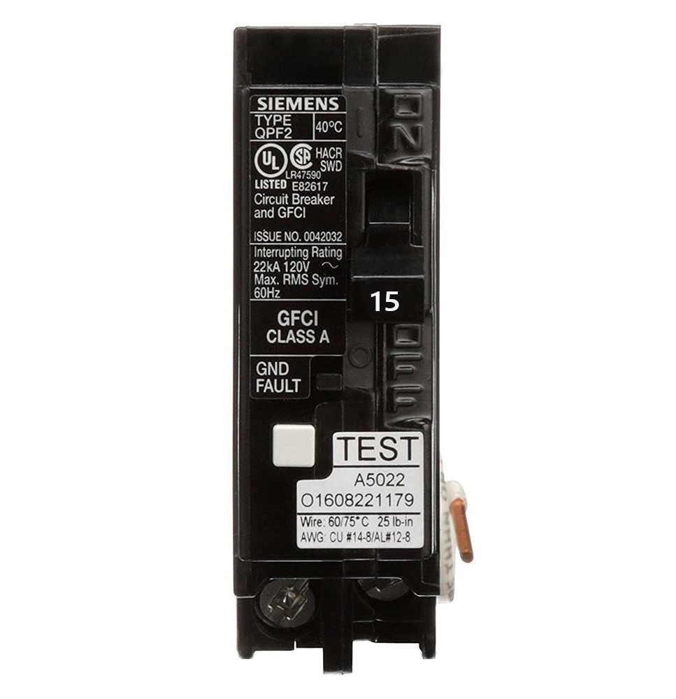 QF115H - Siemens 15 Amp 1 Pole 120 Volt Plug-In Molded Case Circuit Breaker