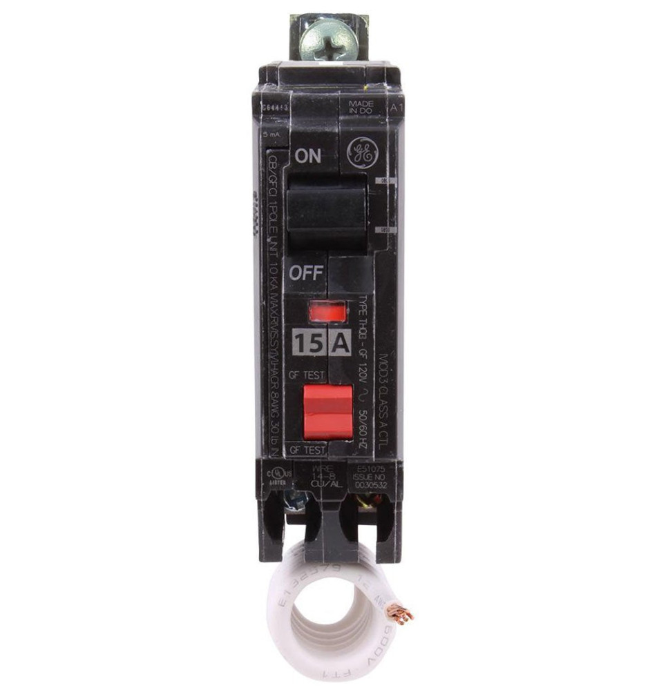 THQB1115GFT - GE 15 Amp Single Pole GFCI Bolt-On Circuit Breaker