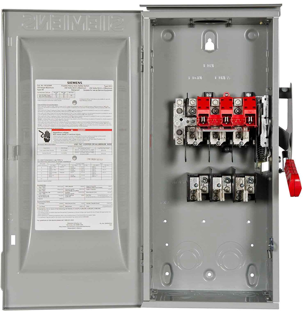 HF323NR - Siemens 100 Amp 3 Pole 240 Volt Disconnect Safety Switches